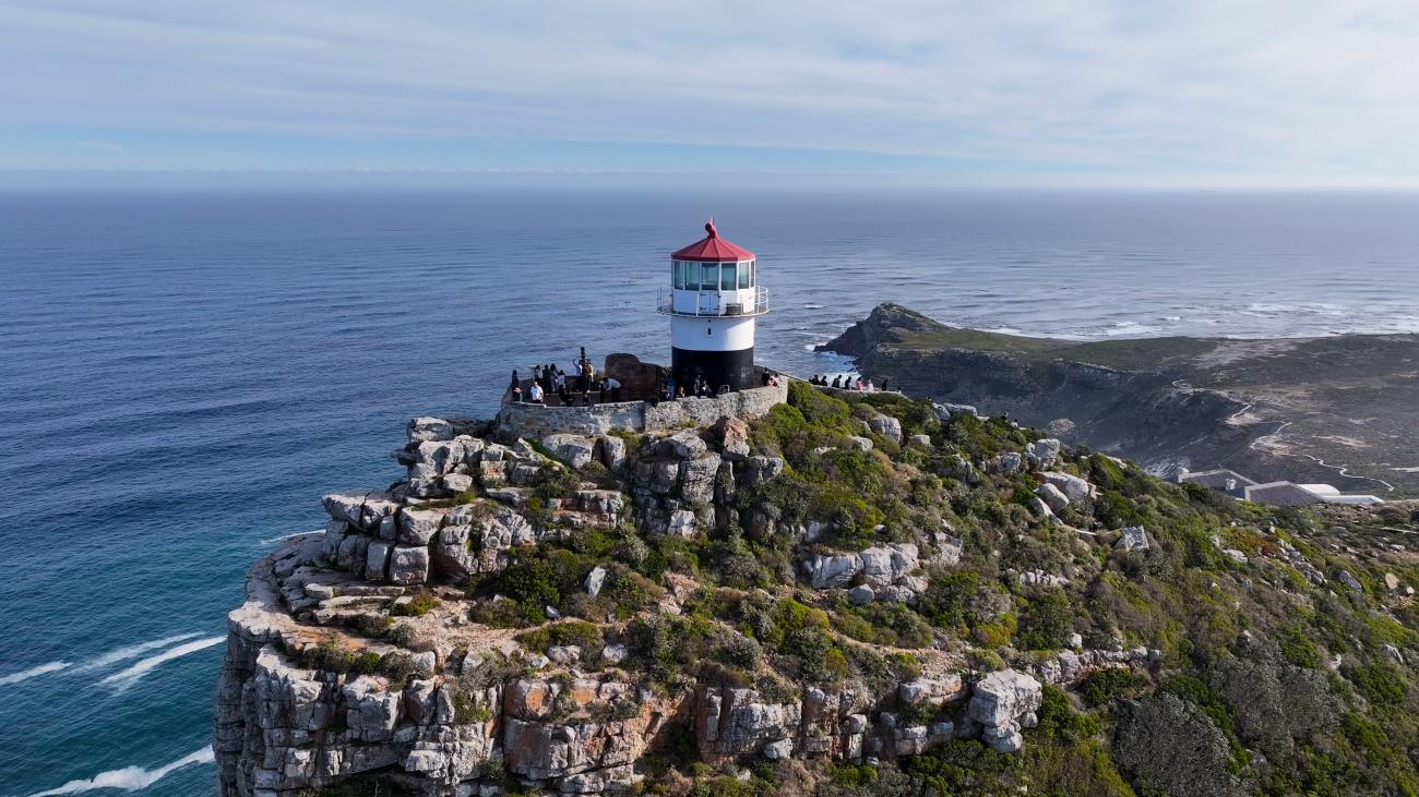 Cape Point lighthouse aerial view South Africa
